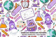 Back to School Seamless Pattern, a Pattern Graphic by Coastal 5 Designs (Thumbnail 1 of 3)