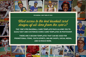 1980's Pro Baseball Card Templates