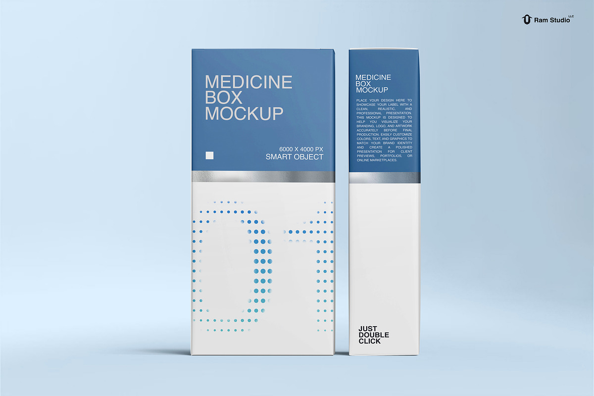Standing Pharmaceutical Box Mockup, a Packaging Mockup by Ram Studio LLC (Photo 7 of 12)
