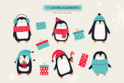 Winter Penguin Clipart Set, an Animal Illustration by Irina Ostapenko (Thumbnail 3 of 8)