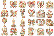 Patchwork Valentine's Day Clipart, an Illustration by Libby Wishes (Thumbnail 2 of 7)