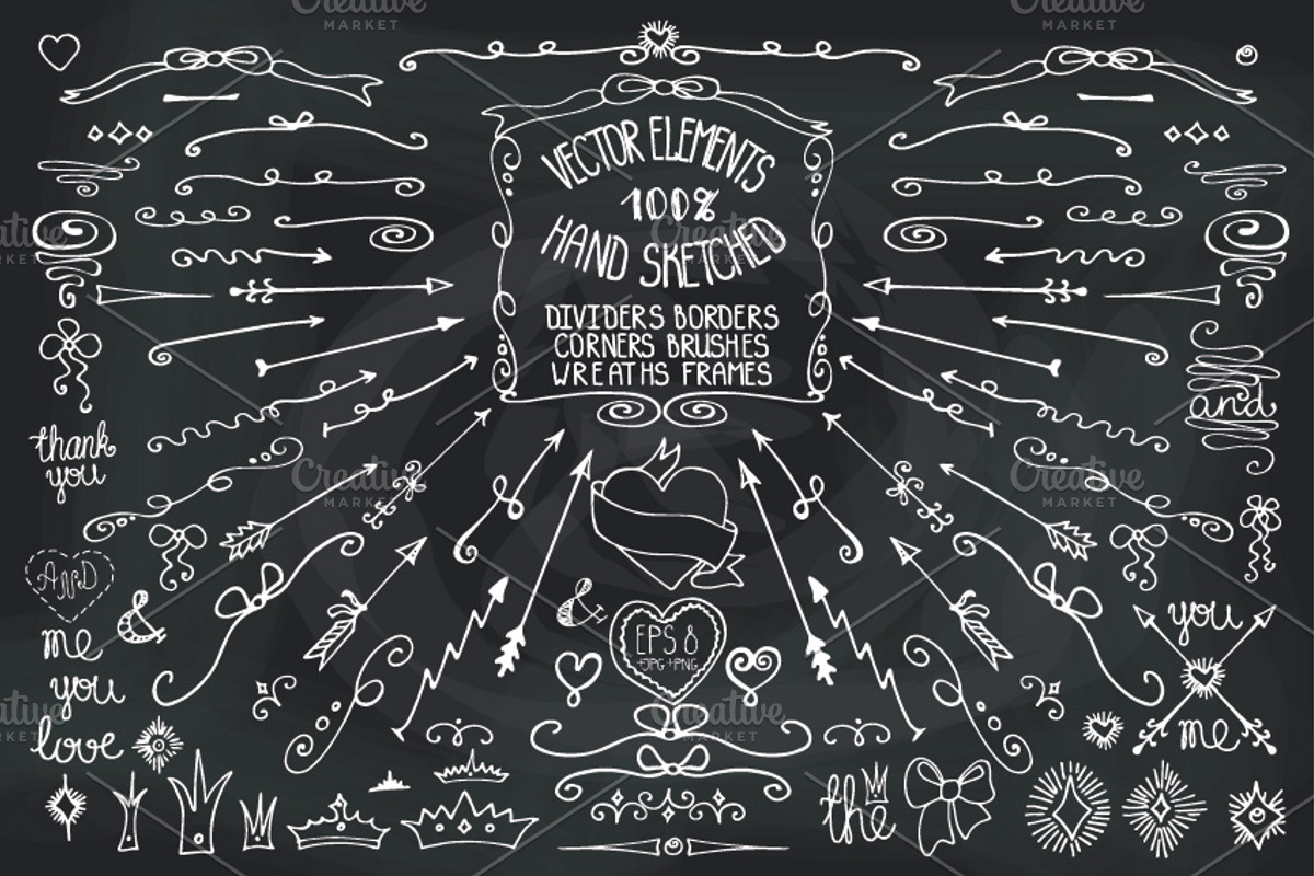 Doodle border,arrows,decor elements