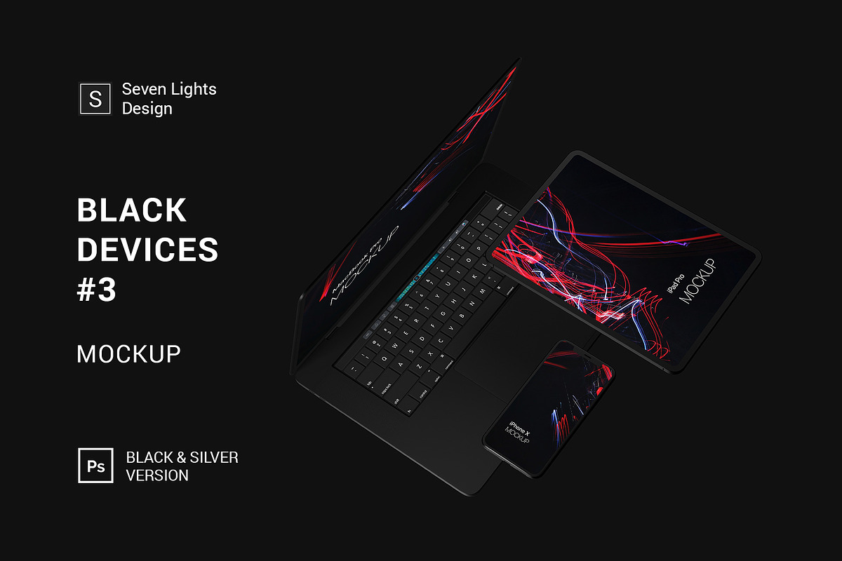 Black Devices Mockup #3, an iPhone Mockup by Seven Lights (Photo 1 of 4)