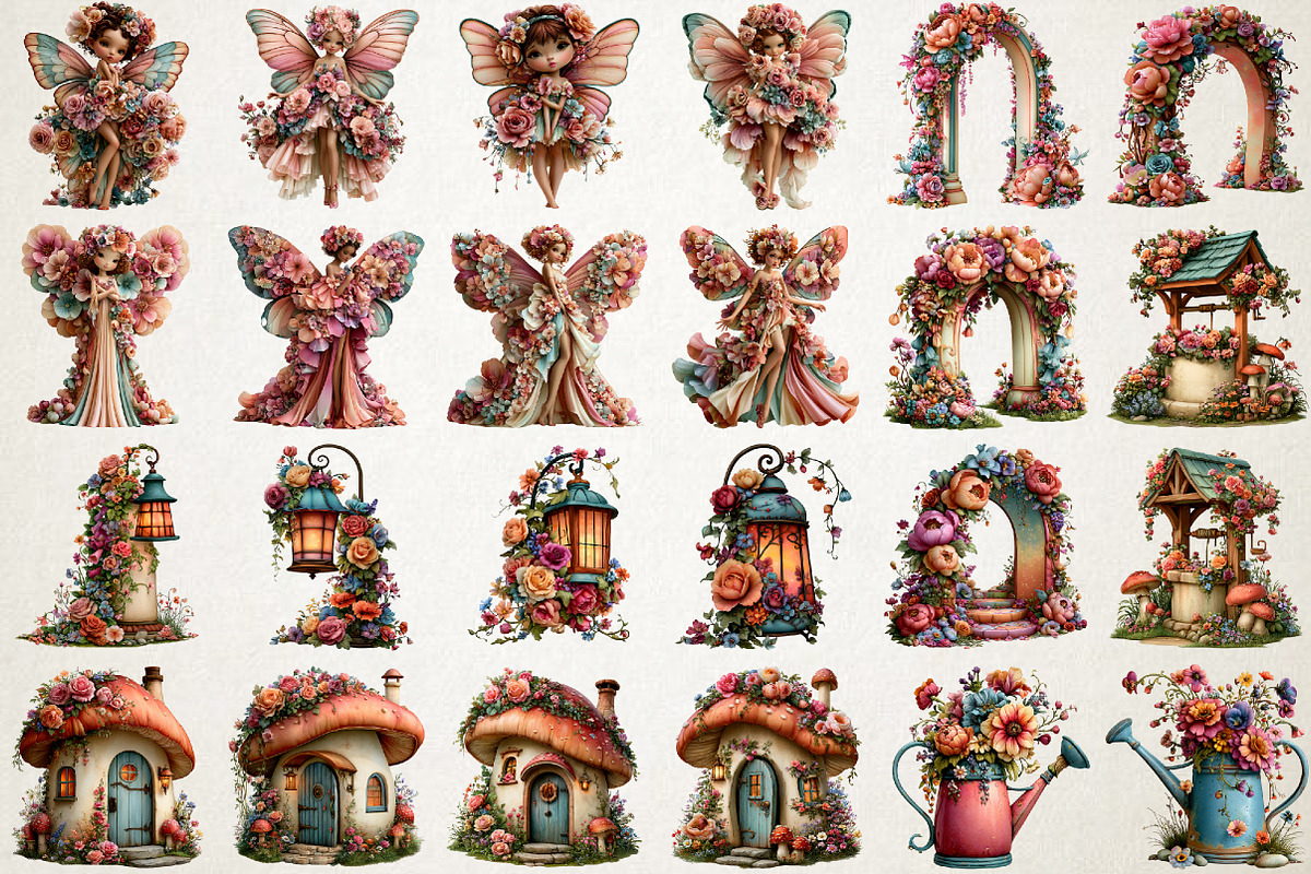 Watercolor Fairy Garden PNG Clipart, a Seasonal Illustration by RobertsArt (Photo 2 of 7)