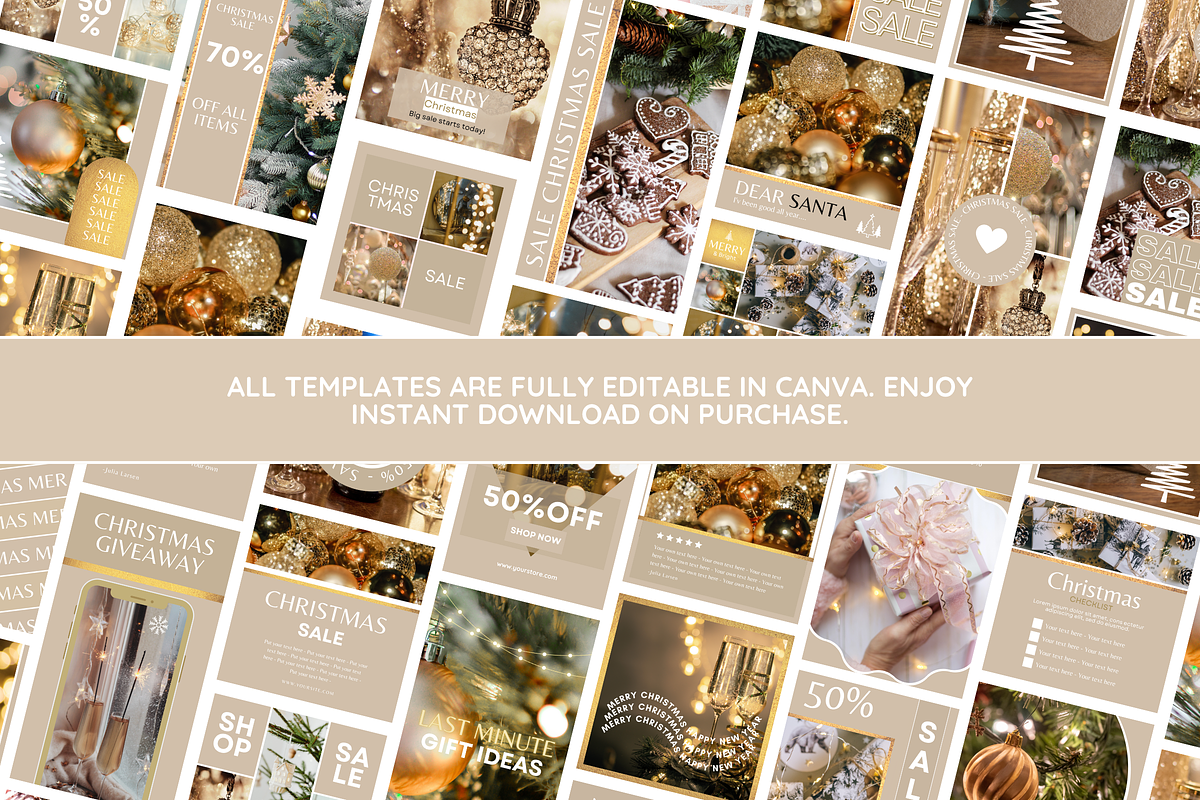 Beige Christmas Instagram Templates, a Social Media Template by SunshineStudioBoutique (Photo 2 of 8)