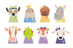 Cute animals set, an Animal Illustration by sceptical cactus