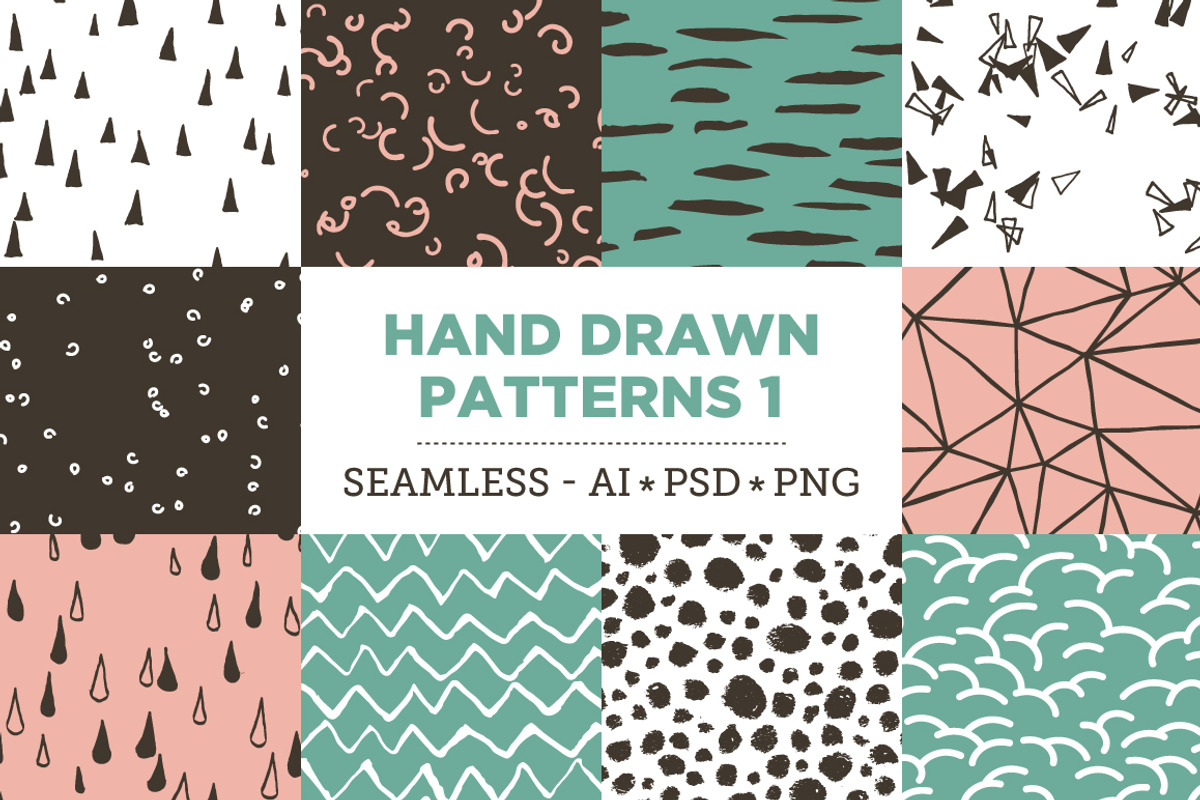 10 Seamless Hand Drawn Patterns v.1