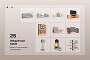 Home Furniture 3D Icon Pack, an Object Illustration by twinstd (Thumbnail 5 of 6)