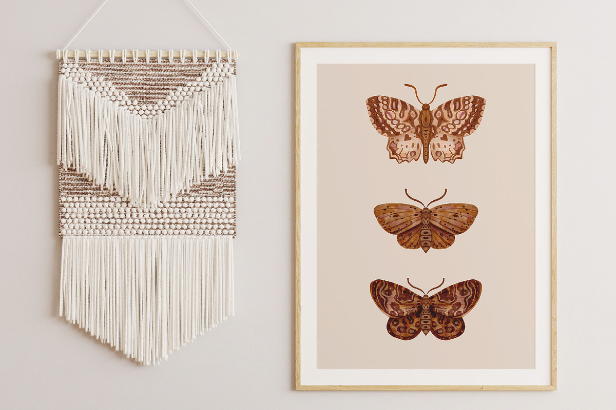 Watercolor Butterflies and Moths, an Object Graphic by Tiger and Flower (Photo 2 of 17)