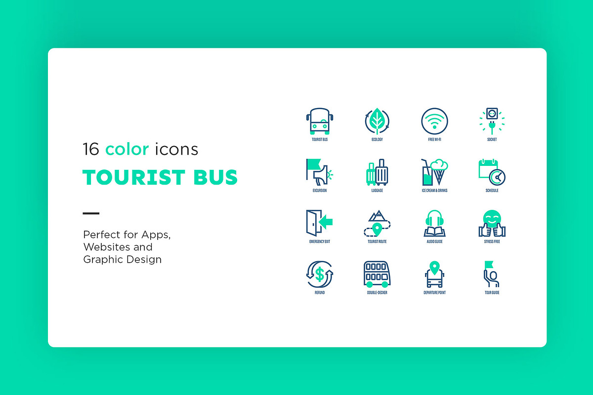Tourist Bus | 32 Icons Set, an Outline Icon by Marina Silence (Photo 4 of 17)
