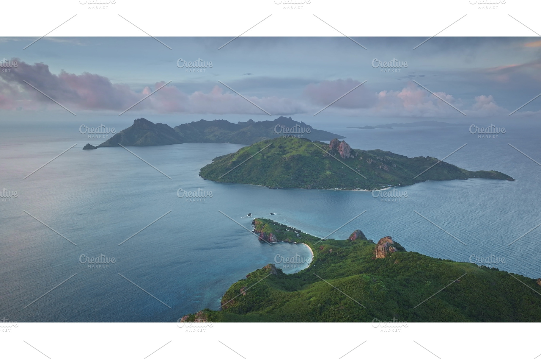 Fiji islands at sunset showing green, a Nature Photo by Goinyk