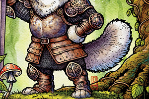 Watercolor Fantasy Creature, Husky