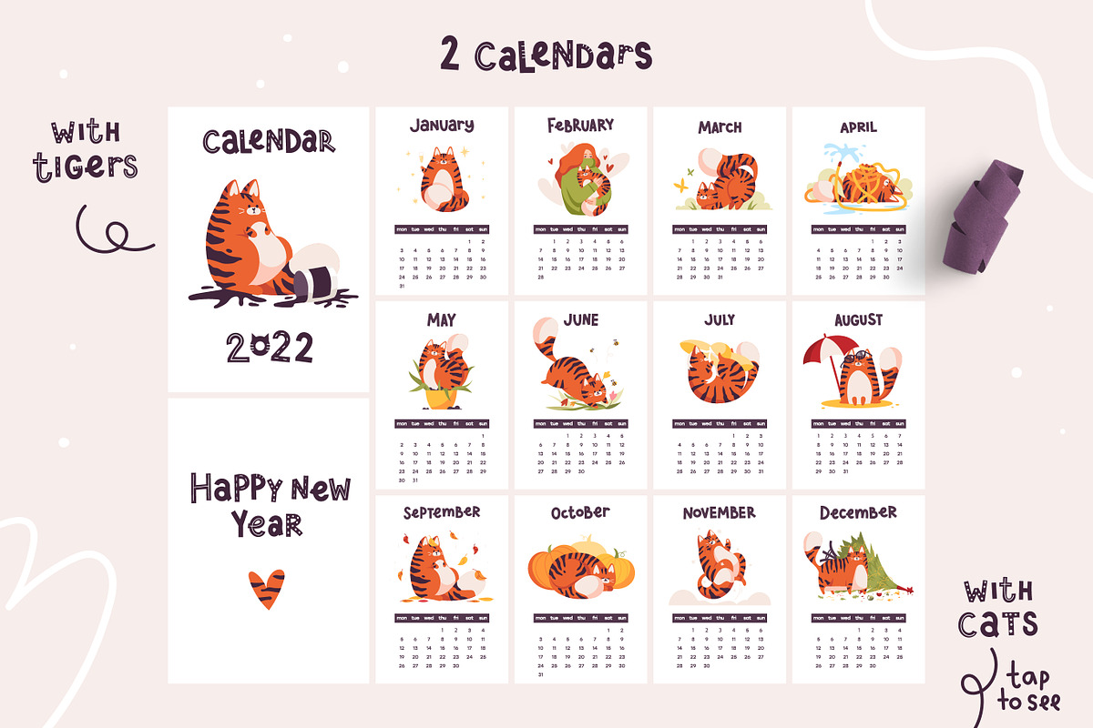 Christmas Tiger&Cat, an Animal Illustration by Frizenasya (Photo 8 of 10)