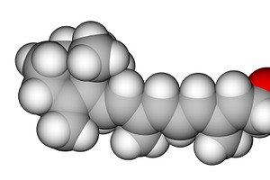 Retinol space-filling molecular mode, a Healthcare Illustration by Leonid Andronov
