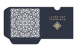 Vector wedding card laser cut template with mandala