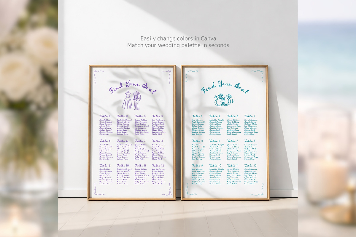 HandDrawn SeatingChart Canva bd001, a Poster Template by TyphoonStudio (Photo 6 of 9)