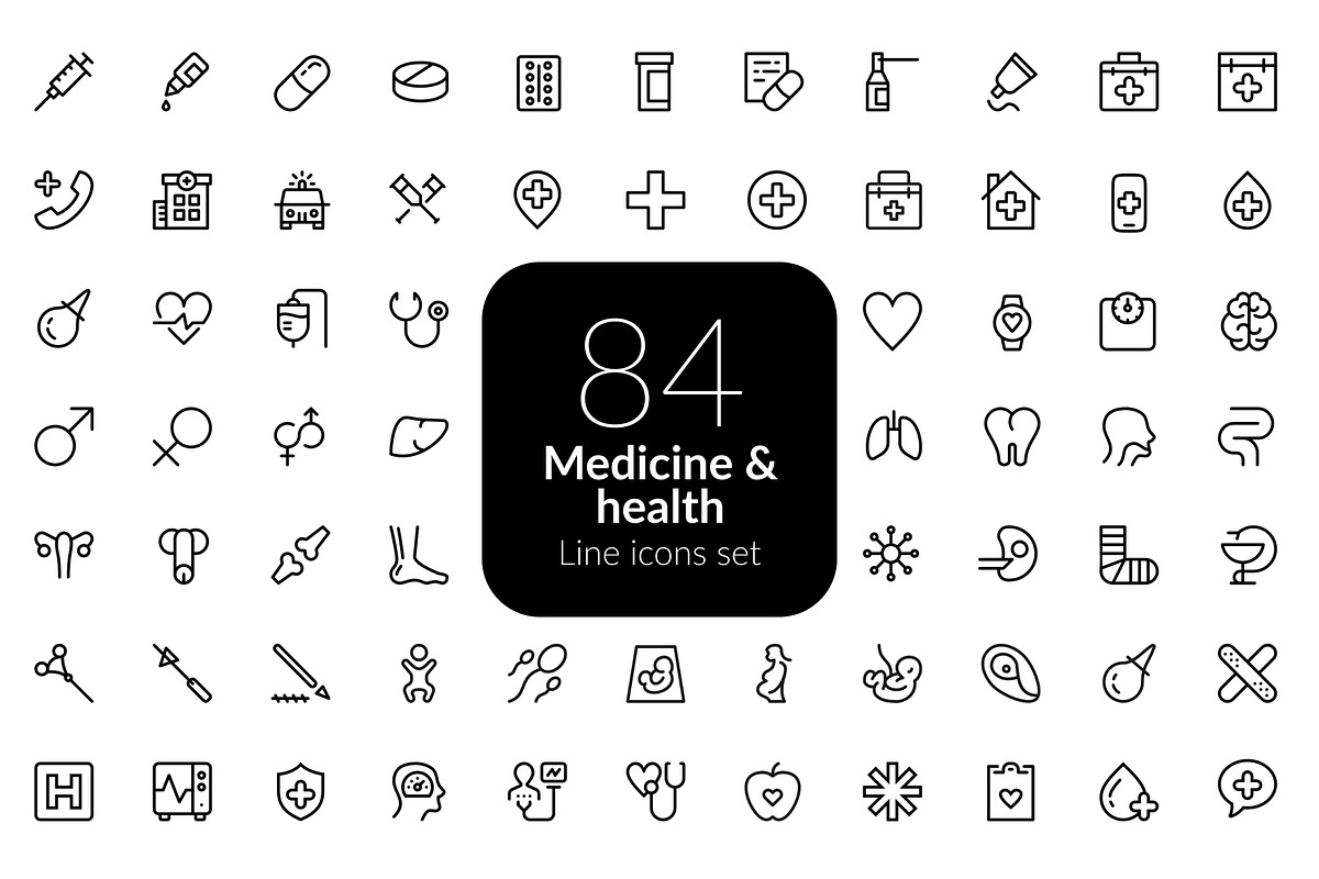 Medicine and health icons set, an Outline Icon by AIWD (Photo 1 of 2)