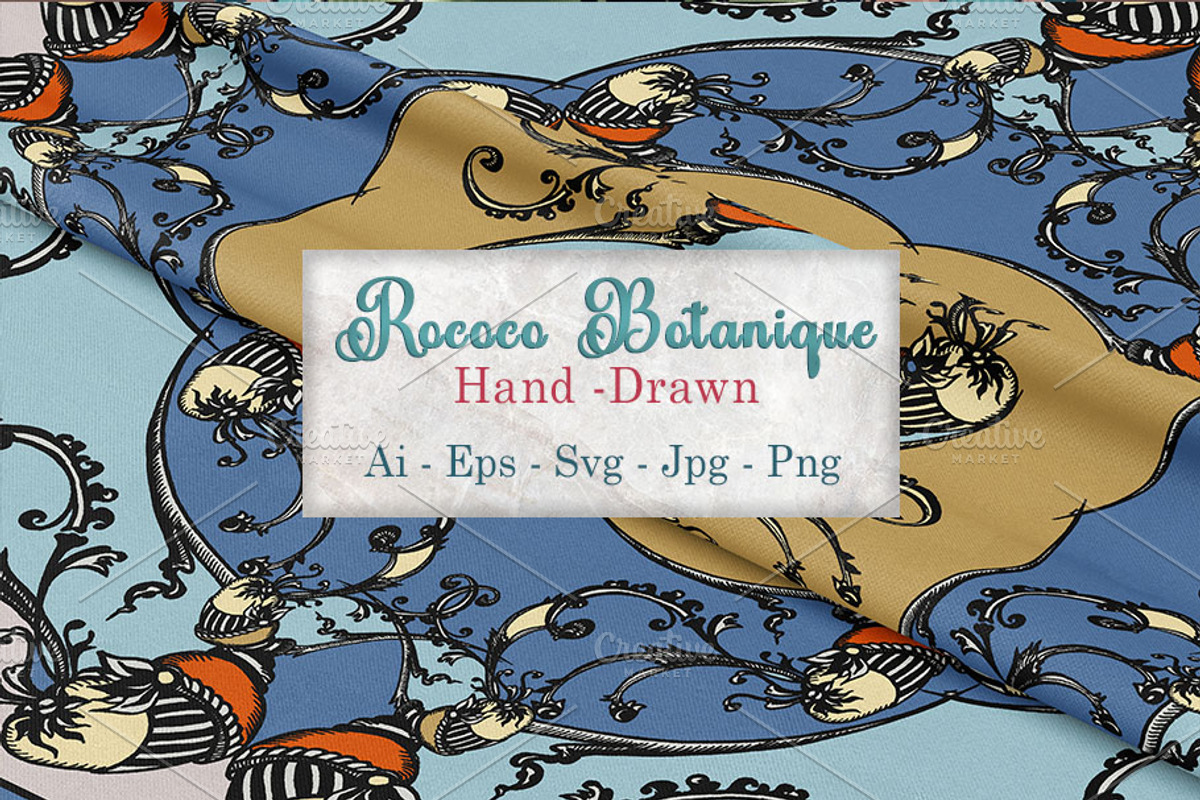 Rococo Botanique Silk Scarves Design, a Decorative Illustration by ilustrinna (Photo 1 of 12)