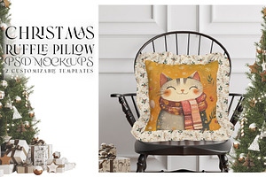 Christmas Ruffle Pillow Mockups, a Product Mockup by mock-ups