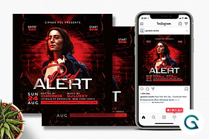 Red Alert Party Flyer Template, a Flyer Template by Geelator Studio