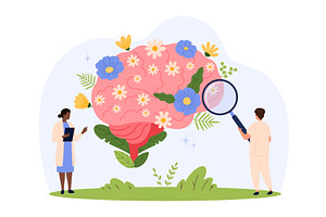 Mental Health Brain Flowers Art, an Object Illustration by Flashvector