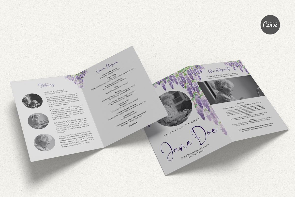 Funeral Program Template Set I Canva, an Invitation Template by The Social Stuff (Photo 3 of 9)