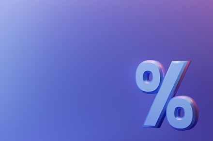 Percent sign on blue background