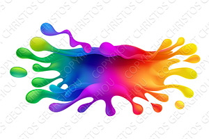 Paint Splash Rainbow Color Splat