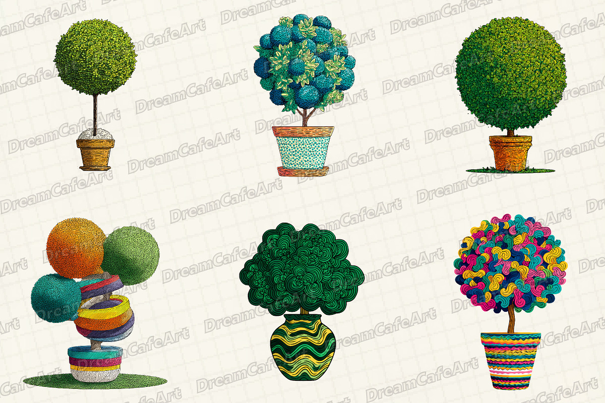 Christmas Topiary Trees Clipart, an Illustration by DreamCafeArt (Photo 5 of 6)
