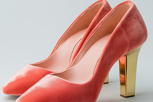 Coral Velvet High Heels Stylish Foot, a Beauty & Fashion Photo by Pixeness Studio