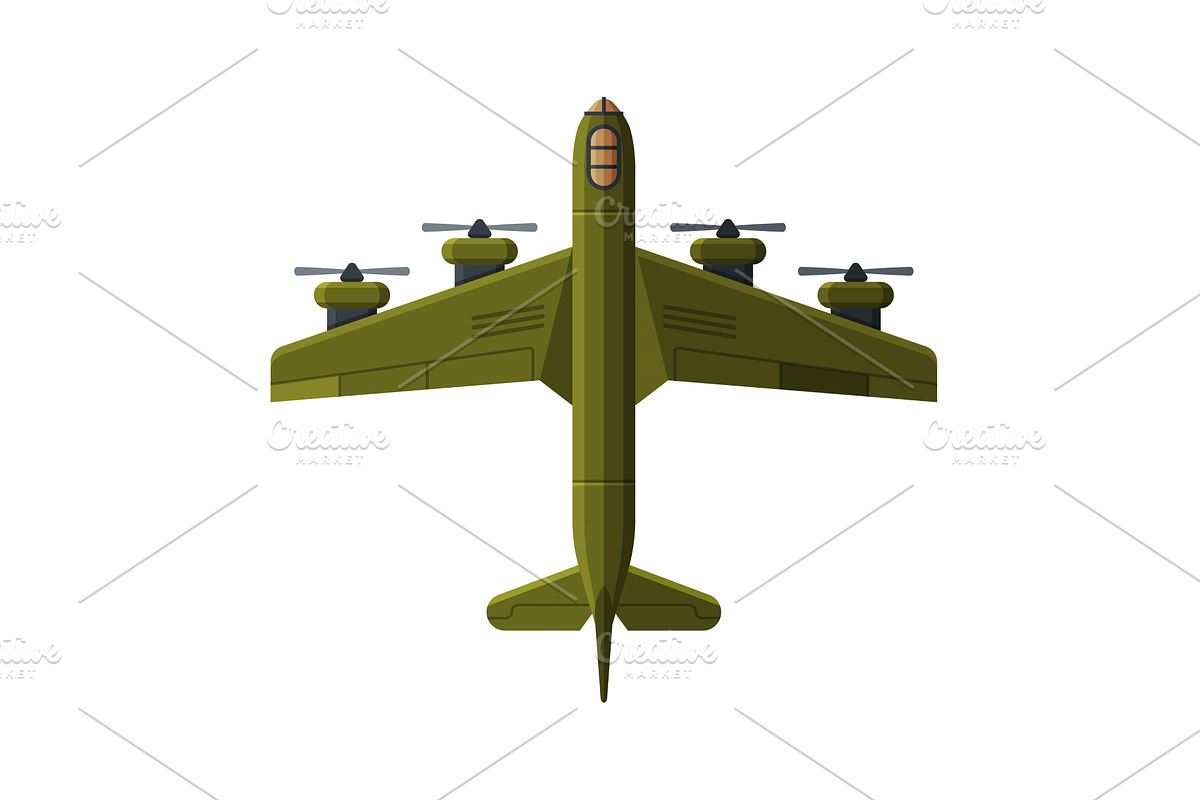 Green Flying Aircraft, Military Air, a Transportation Illustration by TopVectors
