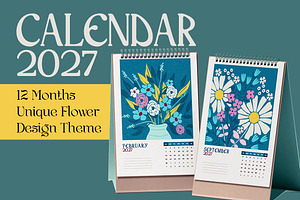 2027 Floral Calendar Template Vector, a Stationery Template by Peacock_design
