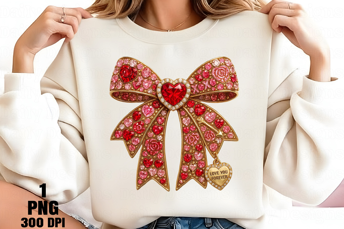 Rhinestone Valentines Bow Png, an Illustration by Daily.Designs (Photo 3 of 5)