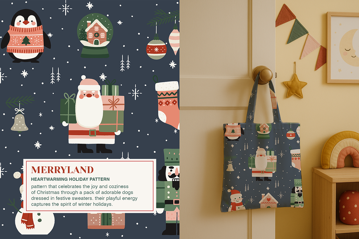 Cozy Christmas Seamless Pattern, a Seasonal Illustration by Mariia Kovalchuk (Photo 6 of 12)