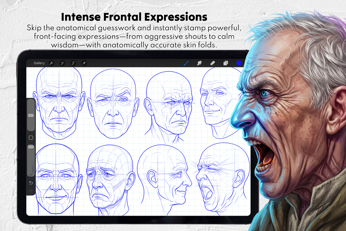 Wrinkled Face Stamp Brushes Set, a Brush Add-On by Selentaori Studio (Photo 8 of 13)