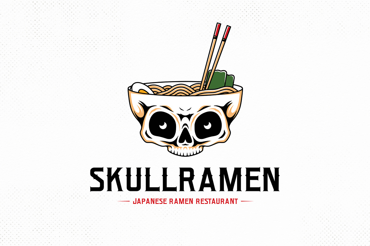 Skull Head Ramen Bowl Logo Template, a Branding & Logo Template by vectorwithin (Photo 1 of 3)