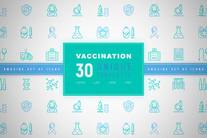 Vaccination Icons Set | Concept, an Outline Icon by Alex Blogoodf
