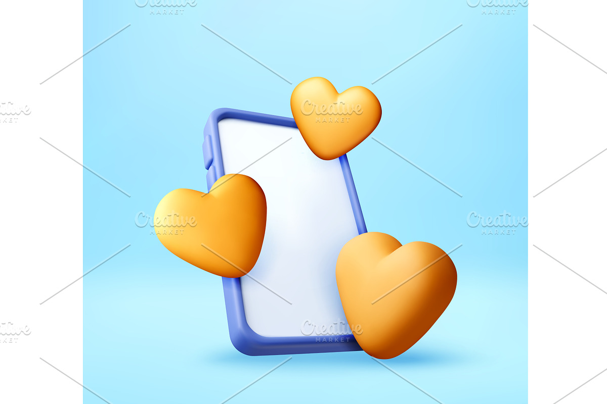 3D Smartphone with floating heart, a Technology Illustration by Abscent