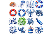 Sea Toile Clipart and Patterns, a Decorative Illustration by Nicole Branger Art (Thumbnail 9 of 28)