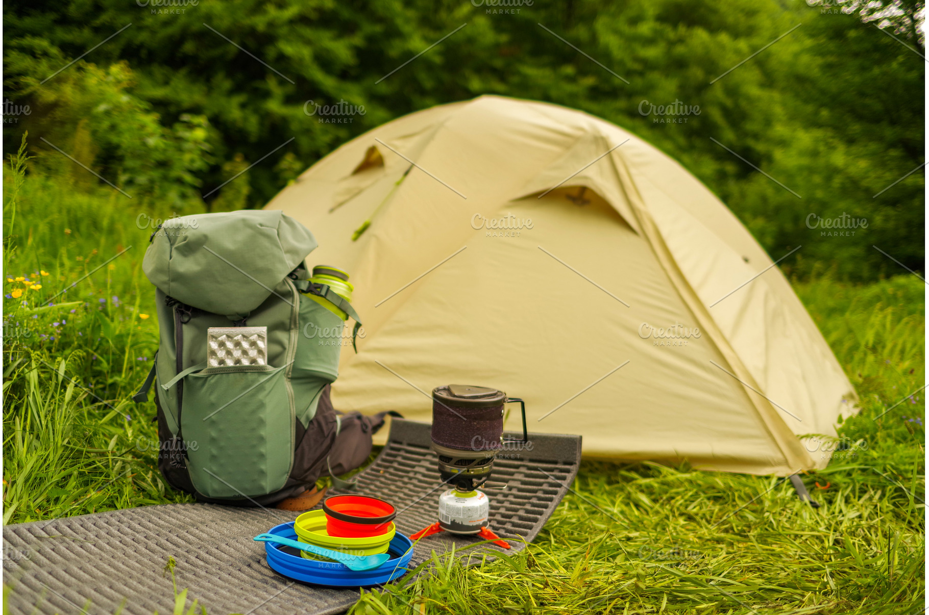 Colorful silicone camping tableware, a Holiday Photo by Stockphoto by vzwer