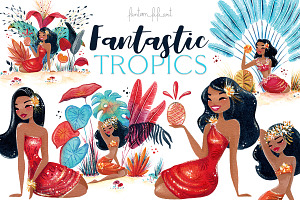 Fantastic tropics gouache collection