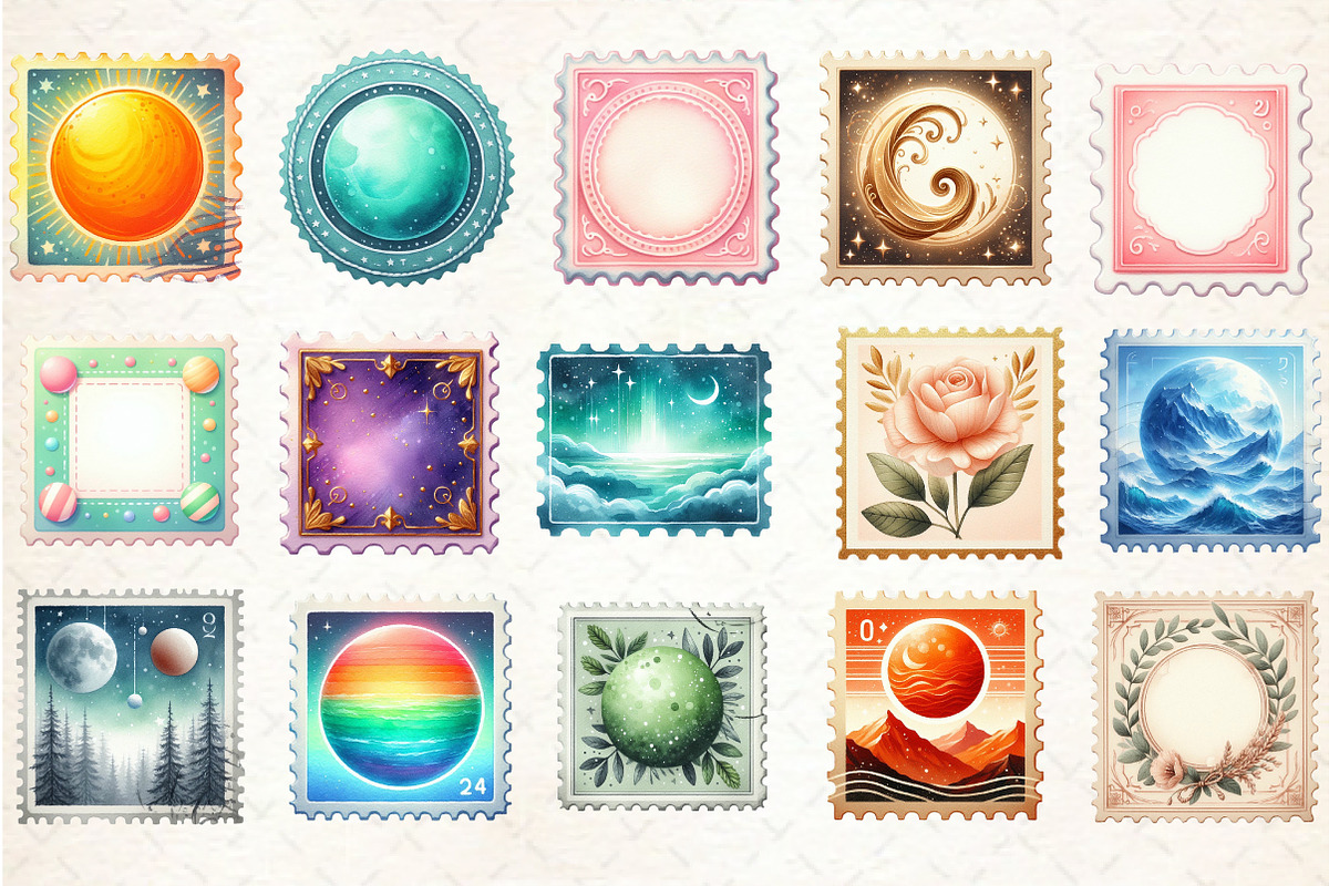 Empty Postage Stamps Clipart, an Illustration by Rose Art (Photo 4 of 4)