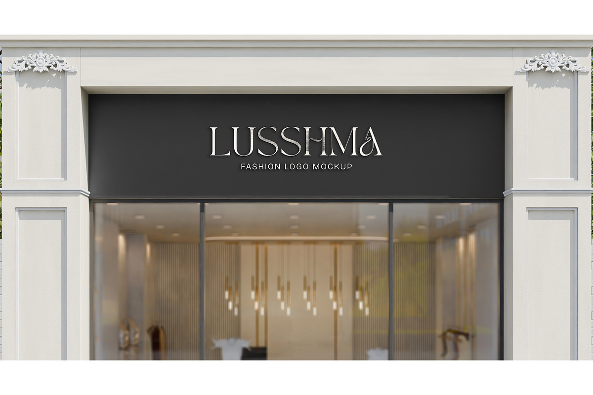 Sign & storefront logo mockup, an Advertising Mockup by Mockthethics. (Photo 5 of 12)