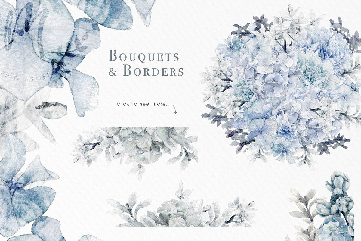 Dusty Blue Watercolor Flower Graphic, an Illustration by May • SHO (Photo 6 of 16)
