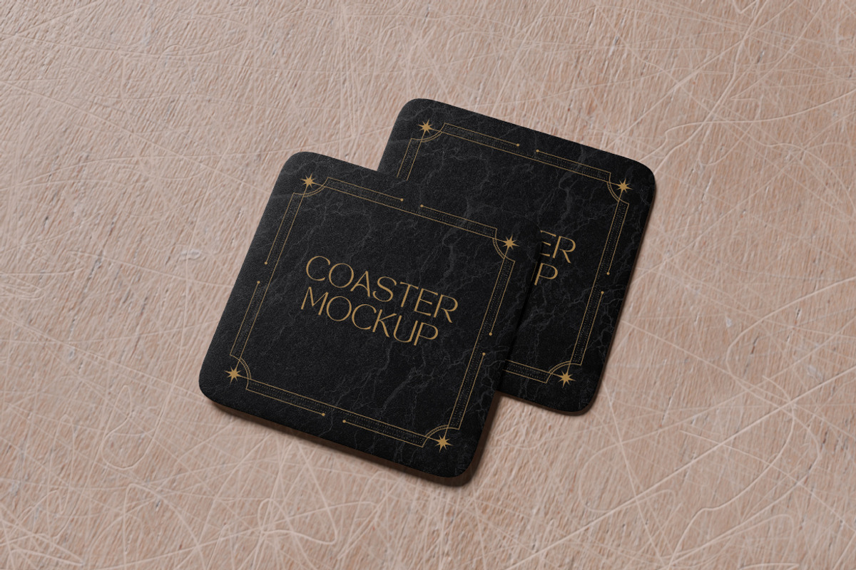 Square Coaster Mockup Bundle Set, an Advertising Mockup by Rielismee (Photo 2 of 5)