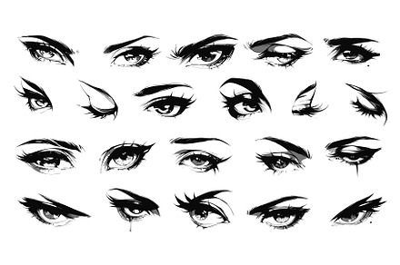 Sketch eyes. Hand drawn beautiful, an Object Illustration by Stock-Smart-Start