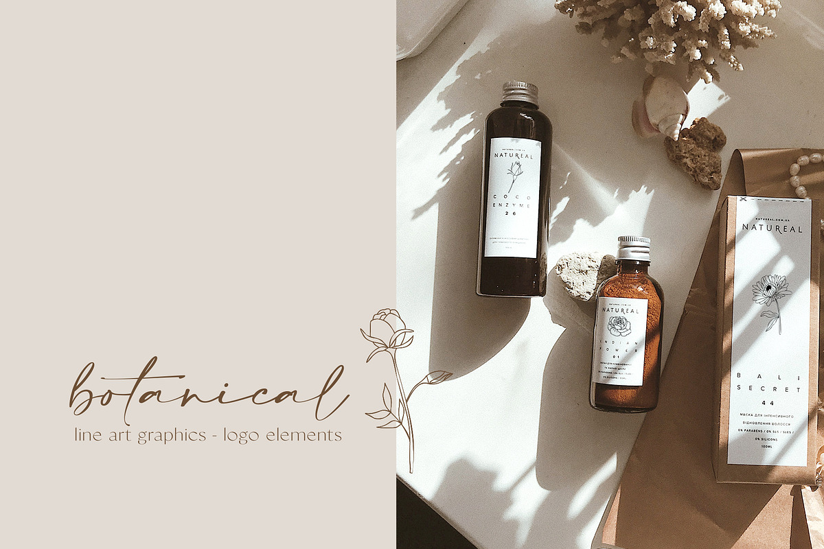 Botanical Line Art Logo Elements V1, a Texture Illustration by Kaya Fonts (Photo 16 of 19)