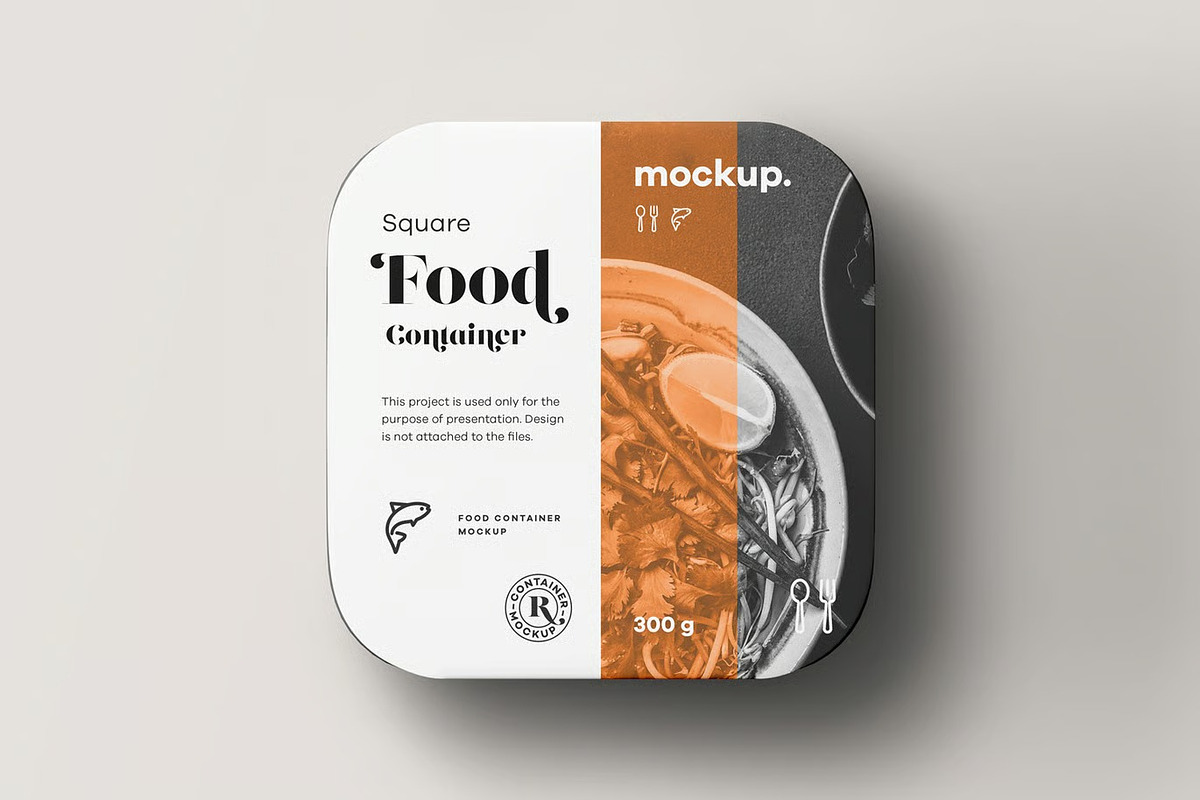 Square Food Container Mock-up, a Packaging Mockup by zippypixelstudio (Photo 2 of 14)