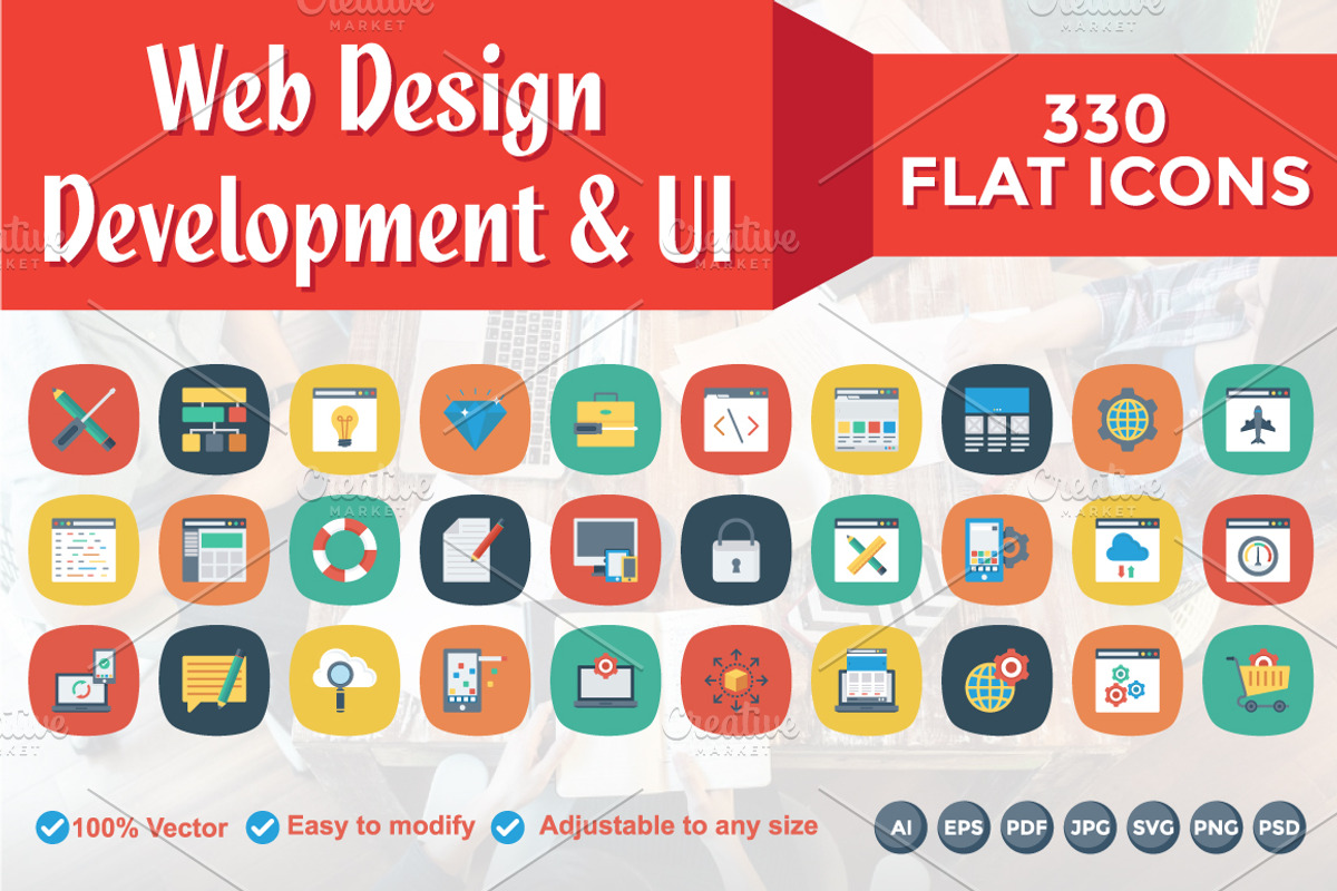 Web Design Development Flat Square, an Outline Icon by Dinosoftlabs