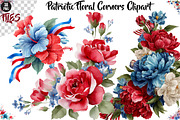 Patriotic Floral Corners Clipart, a Seasonal Illustration by CreationArt (Thumbnail 1 of 5)